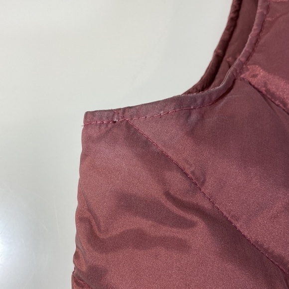 EDDIE Bauer Puffer Vest Quilted Goose Down Fur Collar Dusty Pink Size M - Picture 14 of 15